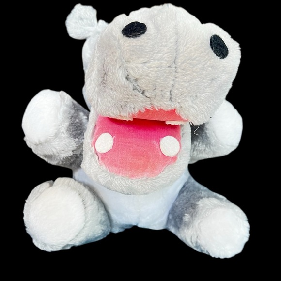 12" Vintage 1976 R Dakin & Co Hippo Plush Toy Hippopotamus grey mouth open teeth - Picture 3 of 5